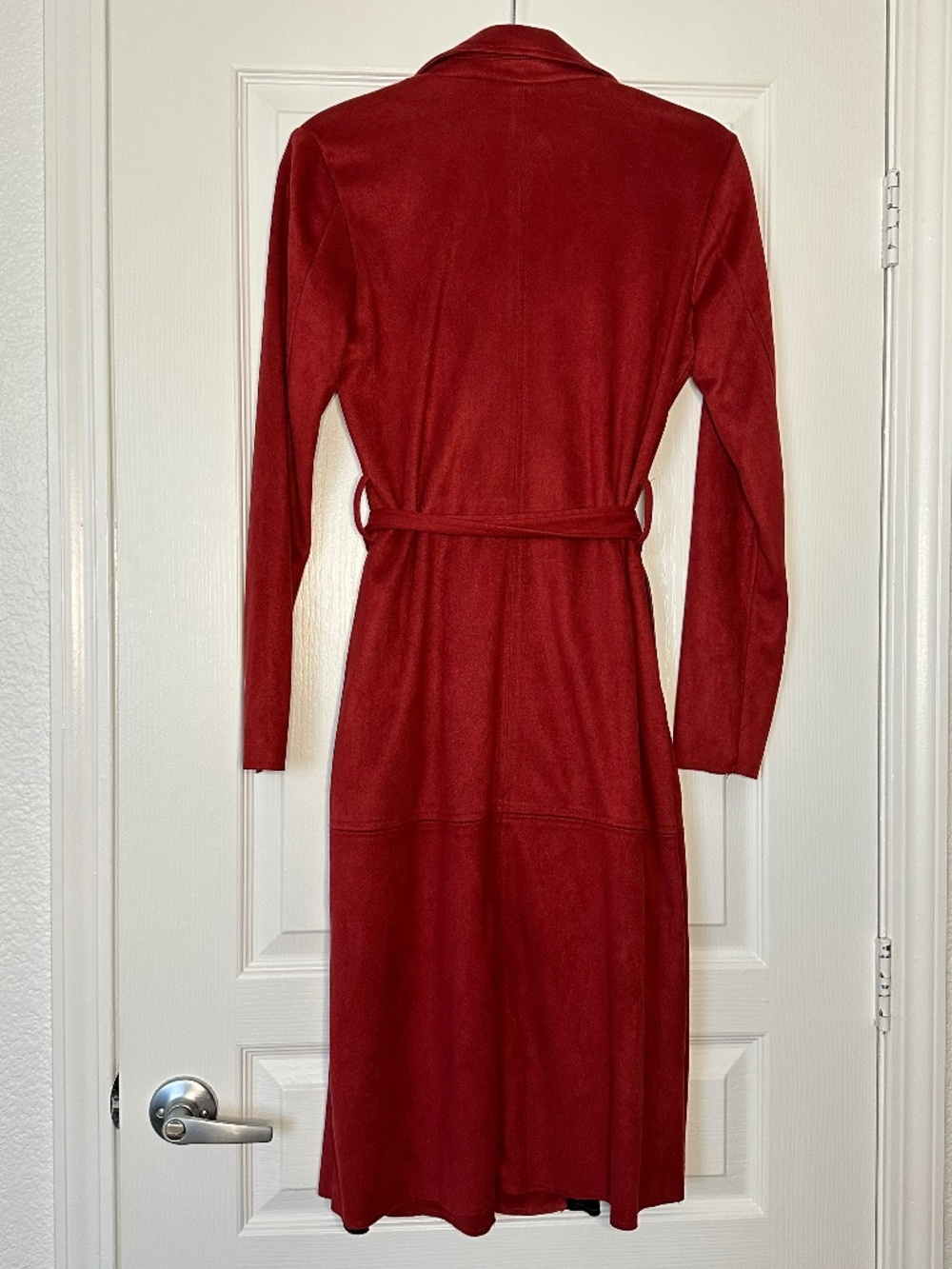 Red Faux Suede Trench Coat by JustFab size XS - Picture 2 of 6